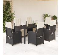 Ensemble à Manger de Jardin et Coussins Table Terrasse Résine Tressée vidaXL