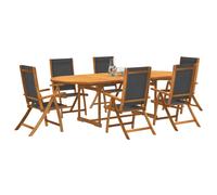 Ensemble à Manger de Jardin Meubles Bois d'Acacia Solide et Textilène vidaXL