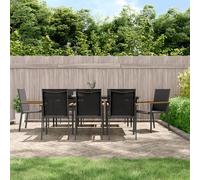 Vidaxl Ensemble À Manger De Jardin 9 Pcs Noir Textilène Et Acier