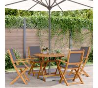 Vidaxl Ensemble À Manger De Jardin 5 Pcs Anthracite Tissu Bois Massif