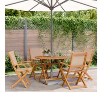 5-delige Tuinset massief hout en stof taupe3281822