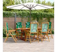 Ensemble à Manger de Jardin Mobilier Terrasse 7 pcs Tissu et Bois Massif vidaXL