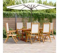 Ensemble à Manger de Jardin Mobilier Terrasse 7 pcs Tissu et Bois Massif vidaXL