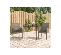 vidaXL Ensemble de jardin 3 pièces avec coussins Noir et gris Poly rotin