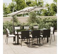 Ensemble à manger jardin 9pcs et coussins noir résine tressée vidaXL