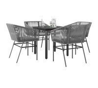 Ensemble à manger jardin coussins 7 pcs gris poly rotin verre vidaXL