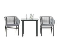 Ensemble à manger jardin coussins 7 pcs gris poly rotin verre vidaXL