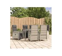 vidaXL Ensemble à manger jardin et coussins 7 pcs gris rotin, ensemble de salle à manger, ensemble de salle à manger 3185032 Gris G