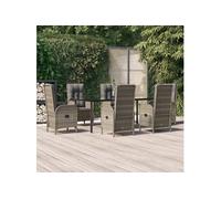 vidaXL Ensemble de jardin 7 pièces avec coussins Noir et gris Poly rotin