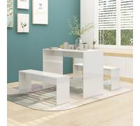 Vidaxl Ensembles De Salle À Manger 3 Pcs Blanc Brillant Aggloméré Blanc