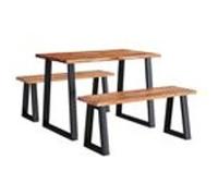 Ensemble à manger 3 pcs avec bord vivant bois massif d'acacia