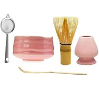 Ensemble à matcha avec bol en céramique, fouet en bambou, support Chasen, cuillère et tamis - Coffret cadeau de cérémonie du thé japonaise pour débutants et amateurs de matcha