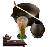 Ensemble à matcha | Fouet et support à matcha, bol à matcha avec bec, fouet à matcha, cuillère et porte-fouet, kit à matcha pour cérémonie de thé matcha