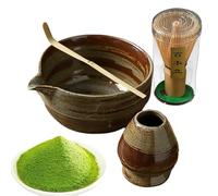 Ensemble à matcha japonais | Fouet lisse pour matcha, outils à thé japonais, bol à matcha avec bec, fouet à matcha, cuillère et porte-fouet pour cérémonie