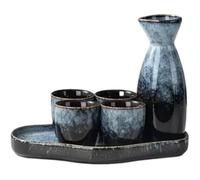 Ensemble à saké en céramique comprenant 1 bouteille à saké et 1 plateau de 4 tasses