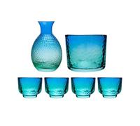 Ensemble à saké | Verre japonais résistant à la chaleur, pot à saké transparent/bleu, pour whisky, liqueur, vodka, bière, boisson, fête, rassemblement, maison, bar, salle à manger