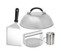 Ensemble à Smash Burger 4 pièces : Cloche à fondre et Spatule en Acier