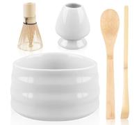 Ensemble à thé matcha avec fouet à matcha, porte-balai, bol à matcha en céramique, 2 cuillères à matcha, accessoires pour matcha cadeau pour cérémonie du thé terminée, accessoires japonais pour matcha
