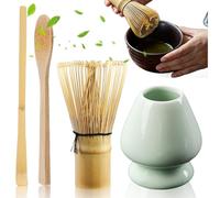Ensemble à Thé Matcha Avec Fouet, Porte-Balai, 2 Cuillères à Café - Accessoires Japonais pour la Cérémonie du Thé - Kit Parfait pour la Préparation