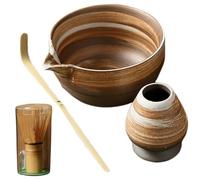 Ensemble à thé matcha japonais comprenant un fouet, un bol avec bec verseur, support de fouet et une cuillère, kit complet pour la cérémonie du thé traditionnelle ou les amoureux, style 1