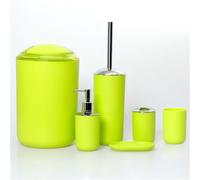 Ensemble Accessoire Salle de Bain 6 Pièces, avec Poubelle, Distributeur de Savon, Porte Savon, Porte Brosse à Dents, Gobelet à Brosse à Dents, Porte Brosse de Toilette, Distributeur,Dark Green