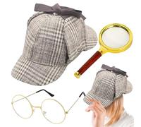 Ensemble accessoires de tenue de détective | Habillage de cosplay détective | Lunettes de chapeau Gagnifuling lays for Kids Adults Cosplay Theatrical Stage Performance Themed Party Birthday Halloween