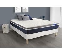 Ensemble Actiflex Confort Matelas Ressorts Ensaches+Memoire De Forme 140x190cm Maxi Epaisseur + Sommier Kit Blanc
