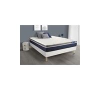 Ensemble Actiflex Confort Matelas Ressorts Ensaches+Memoire De Forme 140x200cm Maxi Epaisseur + Sommier Kit Blanc