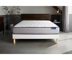 Ensemble Actiflex form 130x210cm + sommier KIT blanc - 22cm - Ressorts ensachs et mmoire de forme - Tonique - Sommier kit Blanc