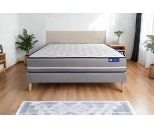 Ensemble Actiflex pur 120x195cm + sommier KIT Gris - 20cm - Ressorts ensachs - Tonique - Sommier kit Gris