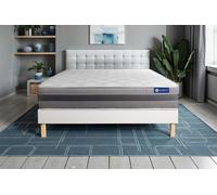 Ensemble matelas ACTIFLEX RELAX Ressorts ensaches + memoire de forme 140x190 Max epaisseur 5zones confort + sommier KIT blanc