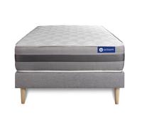 Ensemble matelas ACTIFLEX RELAX Ressorts ensaches + memoire de forme 90x200 Maxi epaisseur 5zones confort + sommier KIT gris