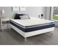 Ensemble ACTILATEX CONFORT Matelas Latex+memoire de forme 140x190 cm Maxi epaisseur 7zones de confort + sommier KIT blanc