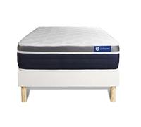 Ensemble ACTILATEX CONFORT Matelas Latex+mémoire de forme 120x190 cm Maxi épaisseur 7zones de confort + sommier KIT blanc