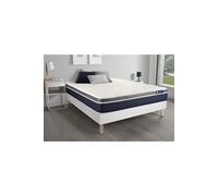 Ensemble ACTILATEX CONFORT Matelas Latex+memoire de forme 140x200 cm Maxi epaisseur 7zones de confort + sommier KIT blanc