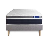 Ensemble ACTILATEX CONFORT Matelas Latex+mémoire de forme 90x190 cm Maxi épaisseur 7zones de confort + sommier KIT gris