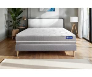 Ensemble Actilatex touch 160x210cm + sommier KIT Gris - 20cm - Latex et mmoire de forme - Moelleux - Sommier kit Gris
