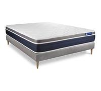 Ensemble ACTIMEMO CONFORT Matelas mémoire de forme 140x200 cm Maxi épaisseur 7zones de confort + sommier KIT gris