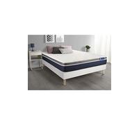 Ensemble ACTIMEMO CONFORT Matelas mémoire de forme 200x200 cm Maxi épaisseur 7zones de confort + sommier KIT blanc G