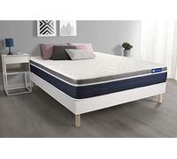 Ensemble ACTIMEMO Confort Matelas mémoire de Forme 200x200 cm Maxi épaisseur 7zones de Confort + sommier KIT Blanc - Epaisseur : 26 cm - Confort : Mi-Ferme