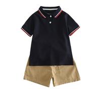 Ensemble Ado Garcon Fille Ete 2-17 Ans M Dessin Animé Ensemble Enfant Fille Garçon été Polo Tee Shirt Manche Courte Et Shorts Chic Pas Cher Ample Confortable Casual Vacances (15-16 ans, Navy)