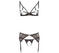 Abierta Fina - ensemble soutien-gorge en dentelle scintillante (noir) - L