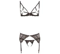 Ensemble Ouvert Strass 3 Pièces Noir - Abierta Fina