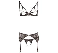 Abierta Fina - ensemble soutien-gorge en dentelle scintillante (noir) - XL