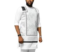 Ensemble Africain Noir pour Hommes à Manches Longues Chemises et Pantalons Dashiki Traditionnels 2 pièces Tenue Hommes Ankara Tenue survêtements