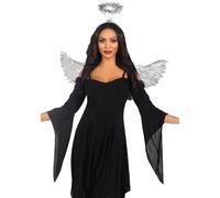 Ensemble ailes d'ange et auréole métallisées femme Leg Avenue Gris TU