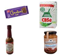 Ensemble alimentaire Argentine Boemy | Yerba Mate Herbes Serranas CBSé 500 g, Sucré au lait pâtissier Mardel 450 g, 1 paquet de biscuits Chocolinas et Chimichurri Picante Doña Petrona
