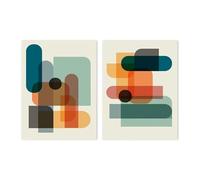 Ensemble amusant d'imprimés colorés, peinture sur toile géométrique abstraite colorée, affiche d'art mural pour salon moderne, décoration d'intérieur 70 x 90 cm x 2, sans cadre