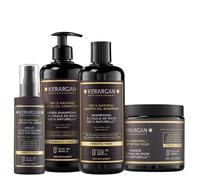 Kerargan - Ensemble Anti-Chute Shampoing, Après-shampoing, Masque & Sérum à l’Huile de Ricin pour Cheveux Fatigués, Secs, Cassants - Favorise la Croissance - Sans Sulfate, Silicone - 3x500ml & 100ml