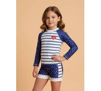 Ensemble anti-uv fille : heart blanc / bleu / marine 4A